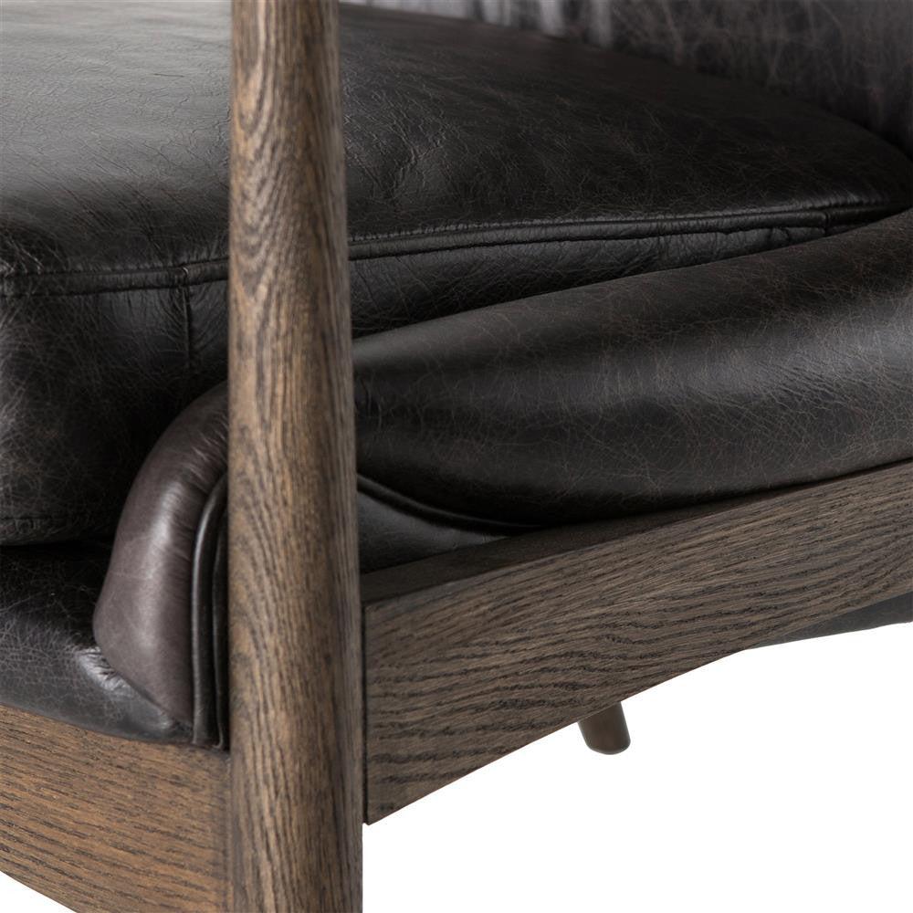 Braden Mid-Century Modern Black Leather Club Chair