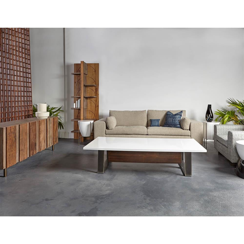 Danica Reclaimed Wood + White Lacquer Side Table - 17"