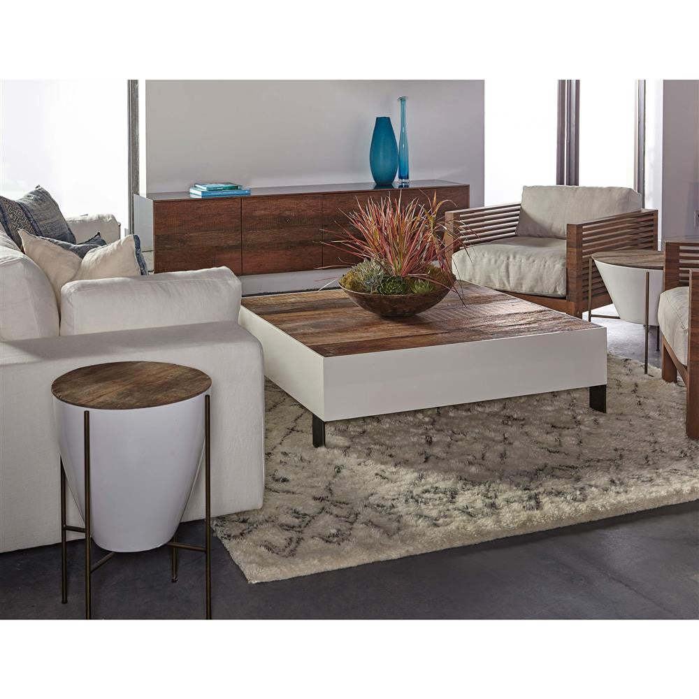 Danica Reclaimed Wood + White Lacquer Bowl Side Tables