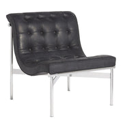 Elan Mid Century Modern Black Leather Armless Lounge Chair