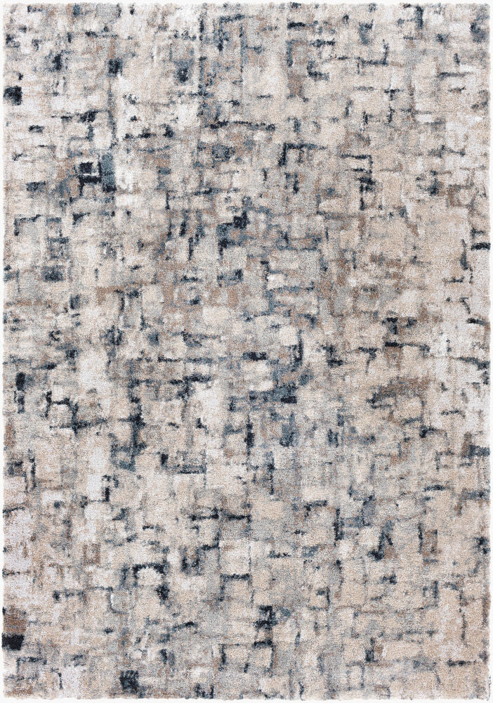 Portofino Black/Teal Machine Woven Rug - 5'3" x 7'