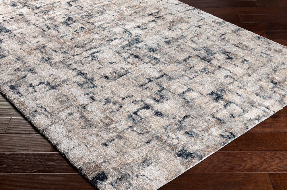 Portofino Black/Teal Machine Woven Rug - corner
