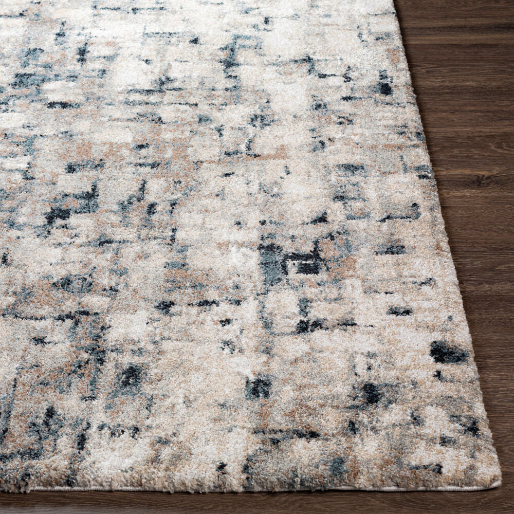 Portofino Black/Teal Machine Woven Rug - front