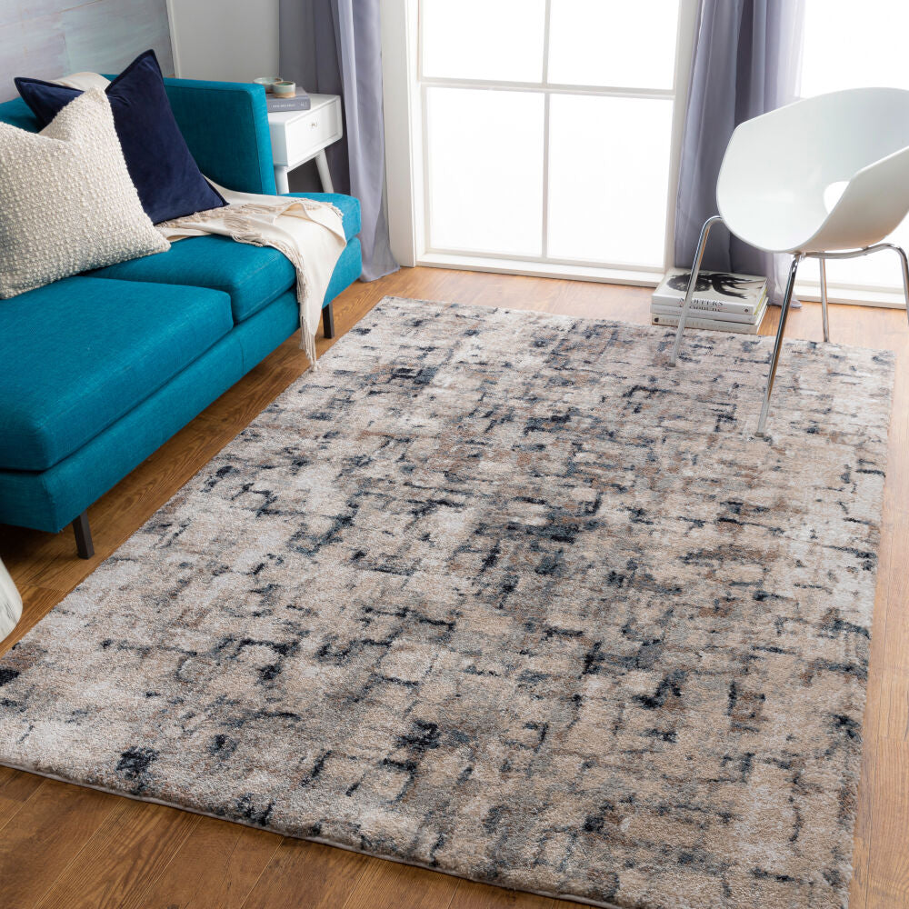 Portofino Black/Teal Machine Woven Rug - roomscene