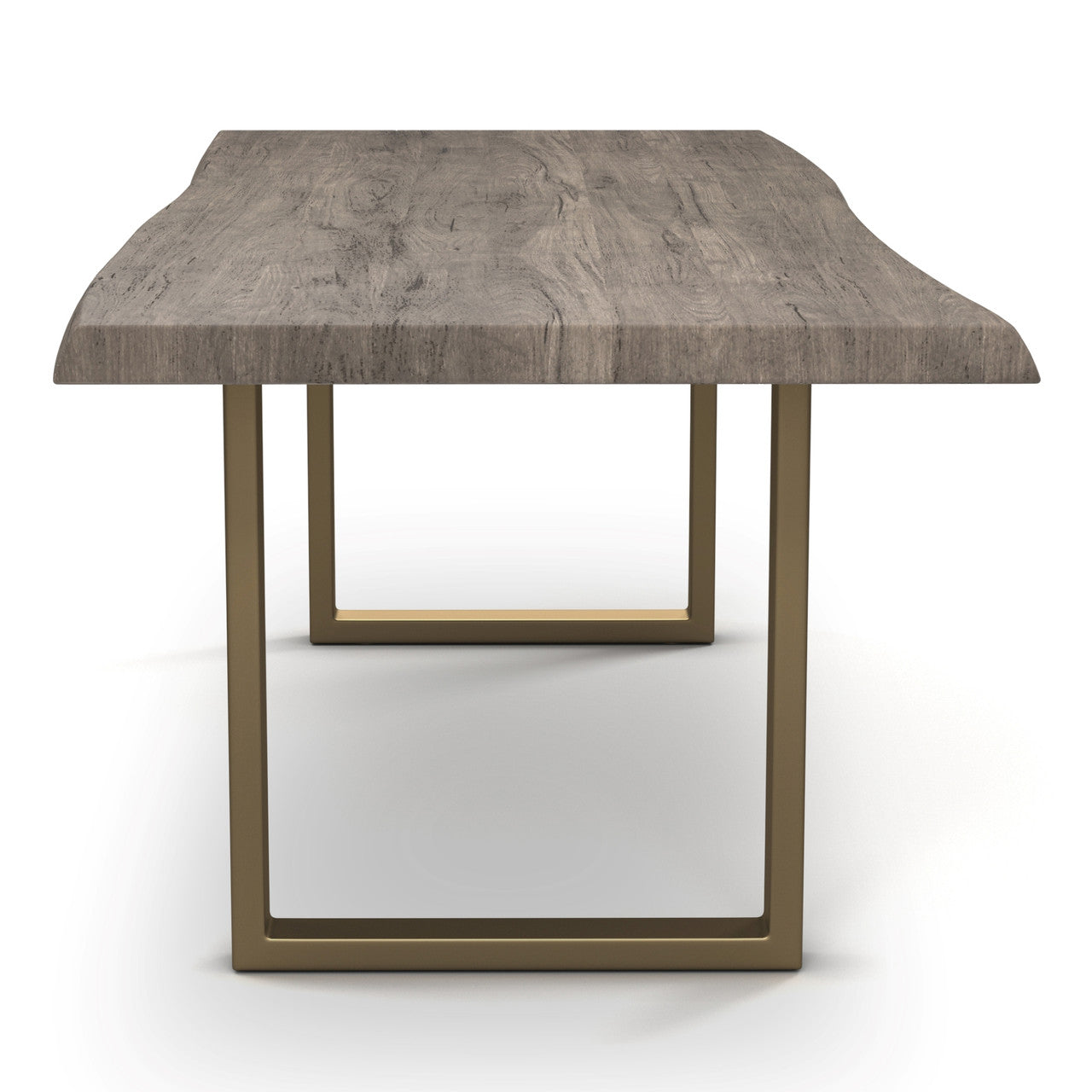 Brooks - Dining Table - U Base - 40" x 79" - Sandblasted Grey Top - Brass Base