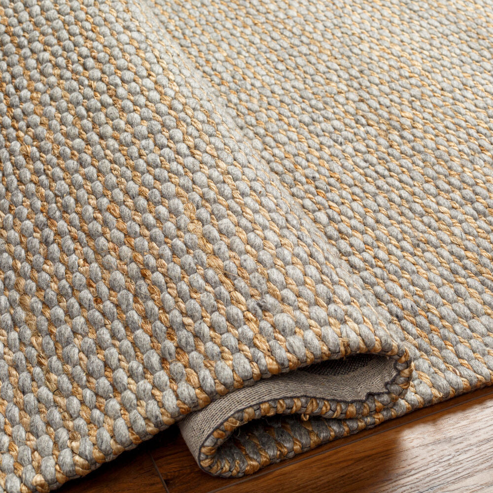 Priya Beige/Gray Handmade Rug - fold