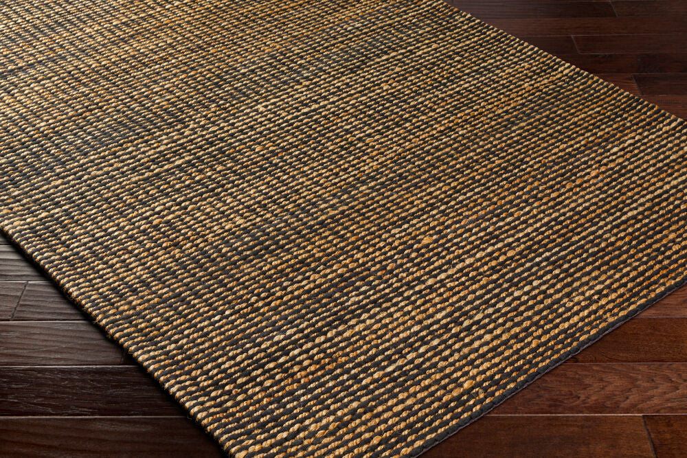 Priya Black/Tan Handmade Rug - corner