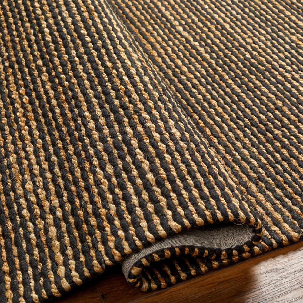 Priya Black/Tan Handmade Rug - fold