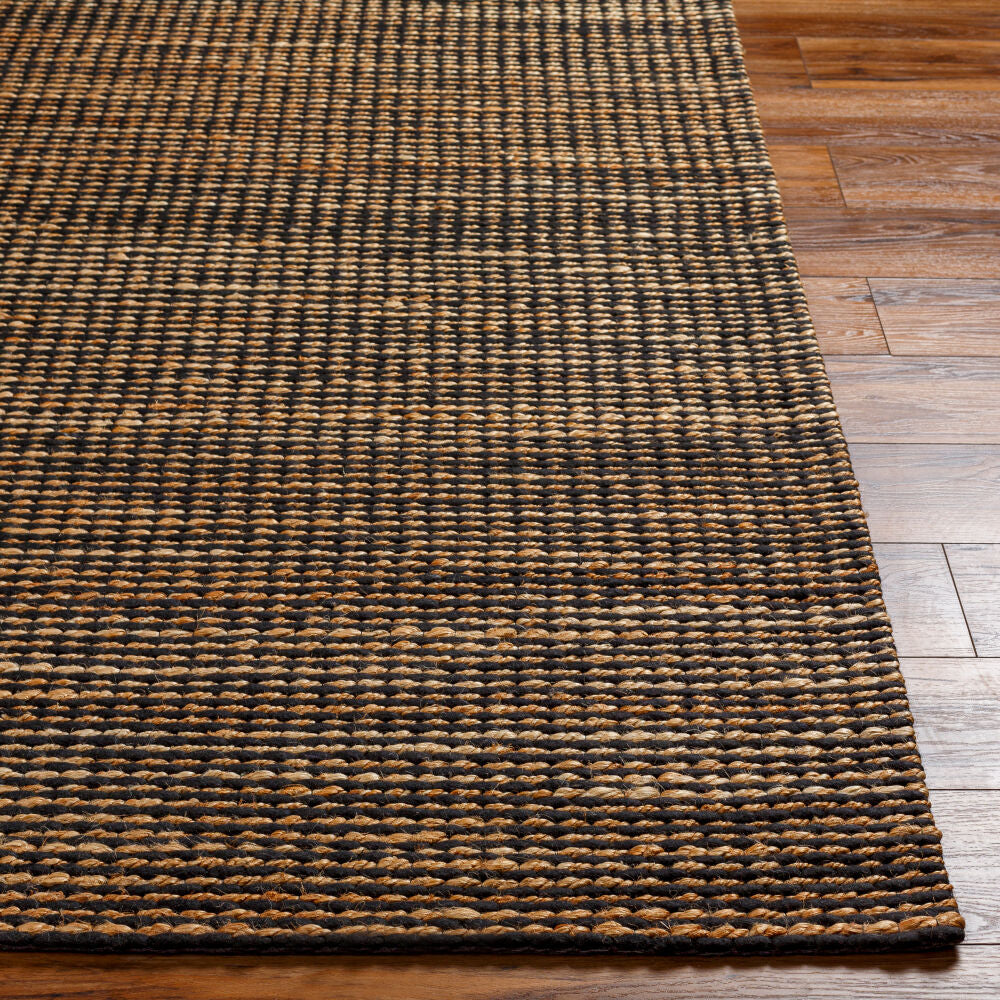 Priya Black/Tan Handmade Rug - front