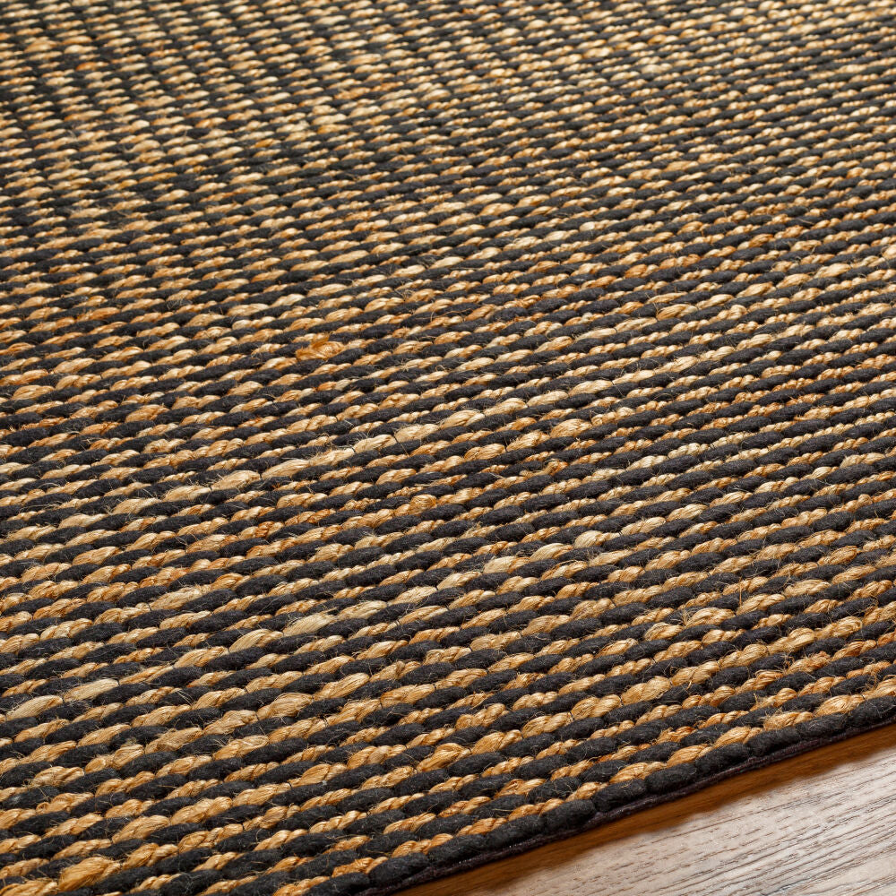 Priya Black/Tan Handmade Rug - texture
