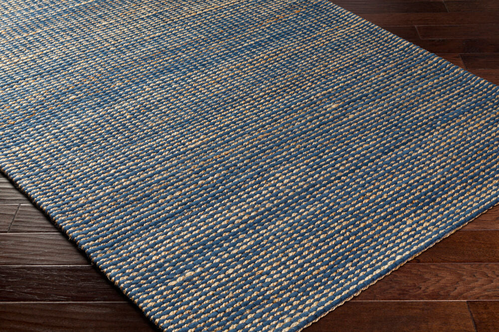 Priya Beige/Dark Blue Handmade Rug - corner
