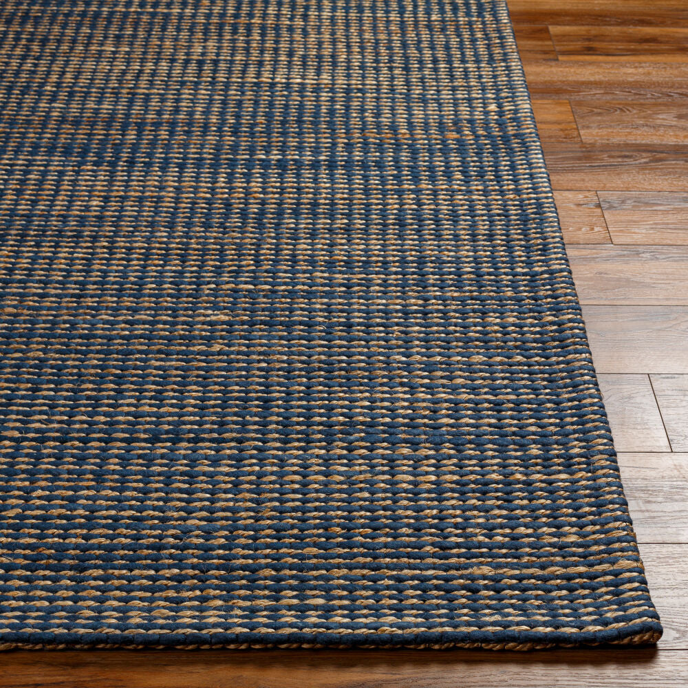 Priya Beige/Dark Blue Handmade Rug - front