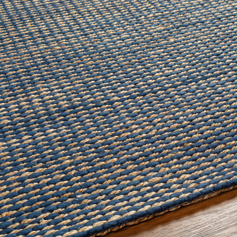 Priya Beige/Dark Blue Handmade Rug - texture
