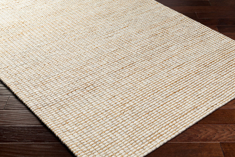 Priya Off-White/Tan Handmade Rug - corner