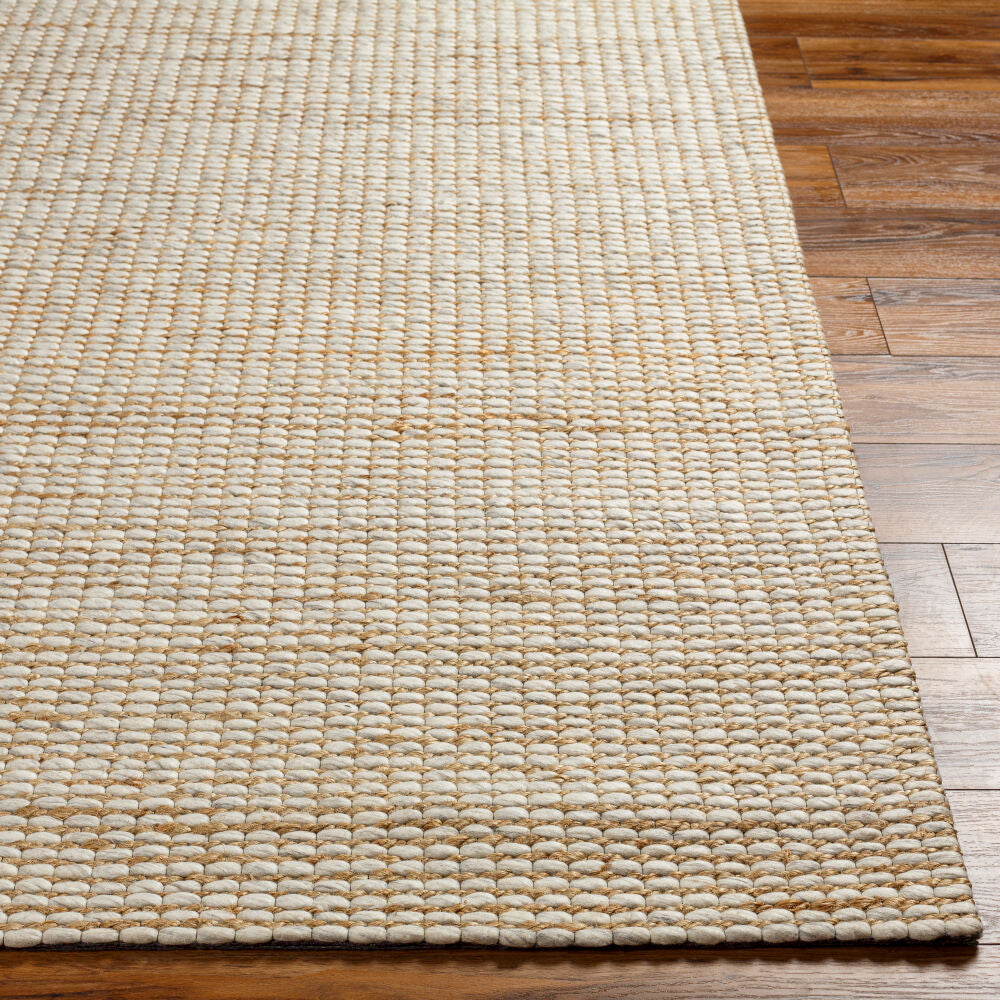 Priya Off-White/Tan Handmade Rug - front