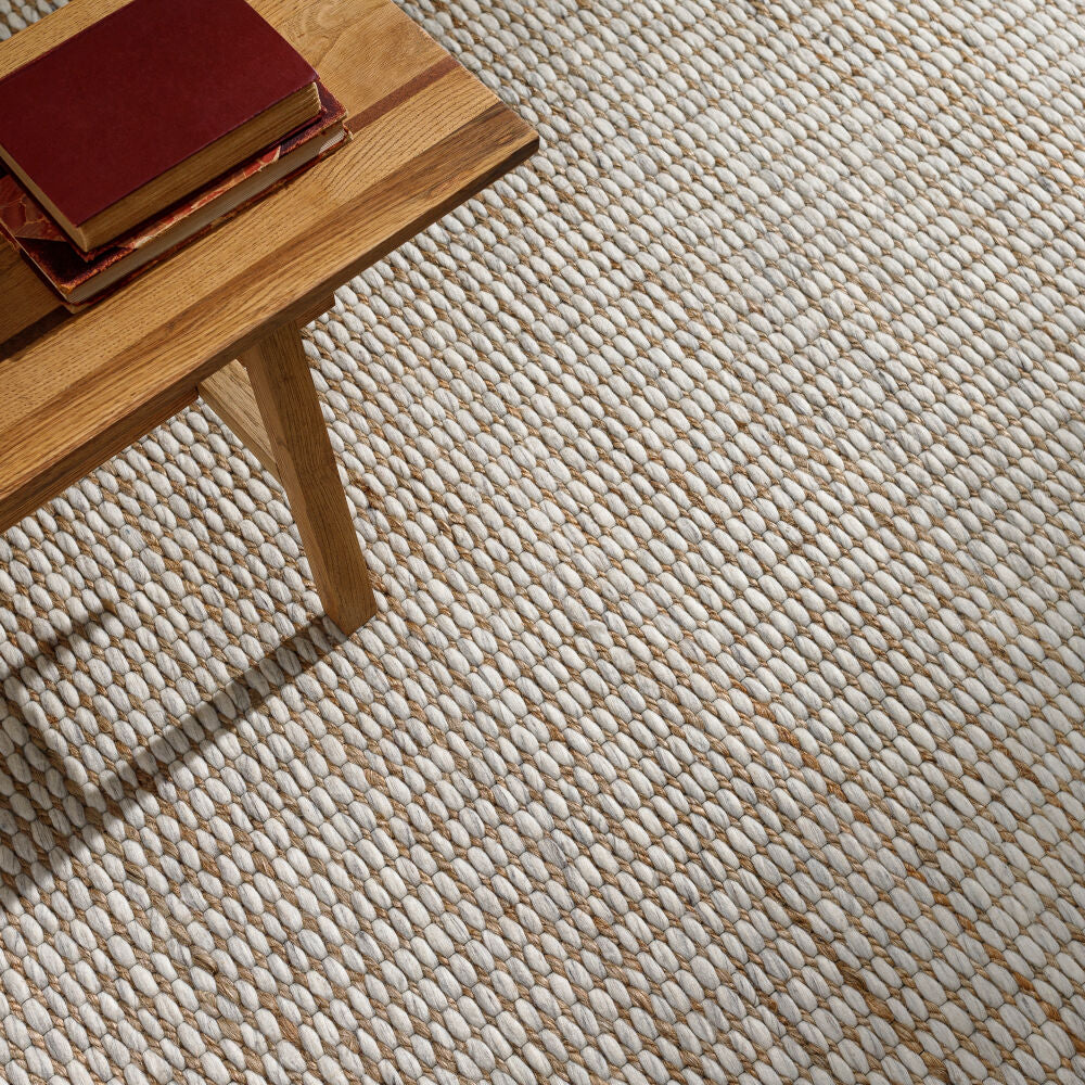 Priya Off-White/Tan Handmade Rug - styleshot