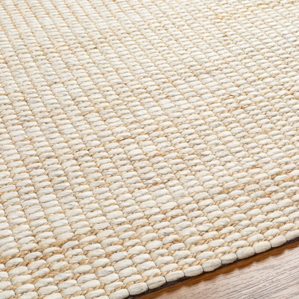 Priya Off-White/Tan Handmade Rug - texture