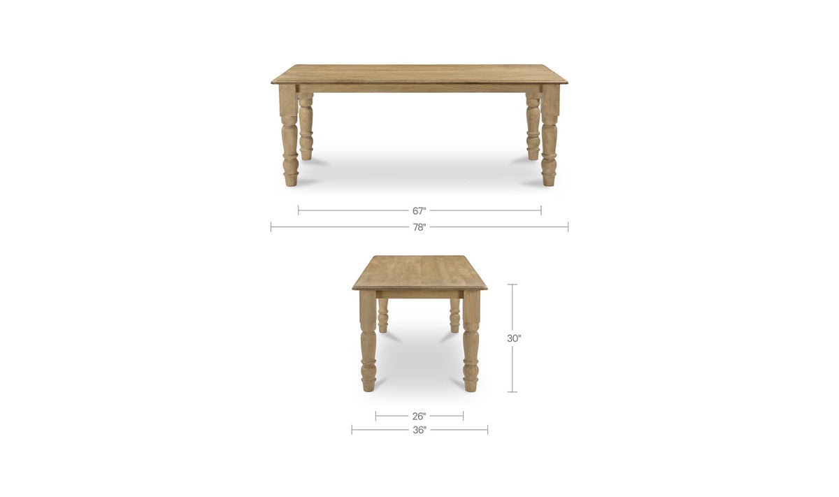Flynn Rectangle Dining Table Natural by Moe's Home Collection - view 11