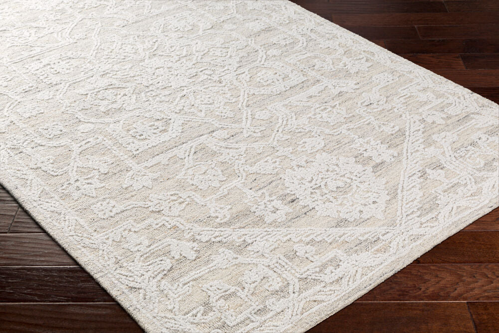 Piazza Beige/White Handmade Rug - corner