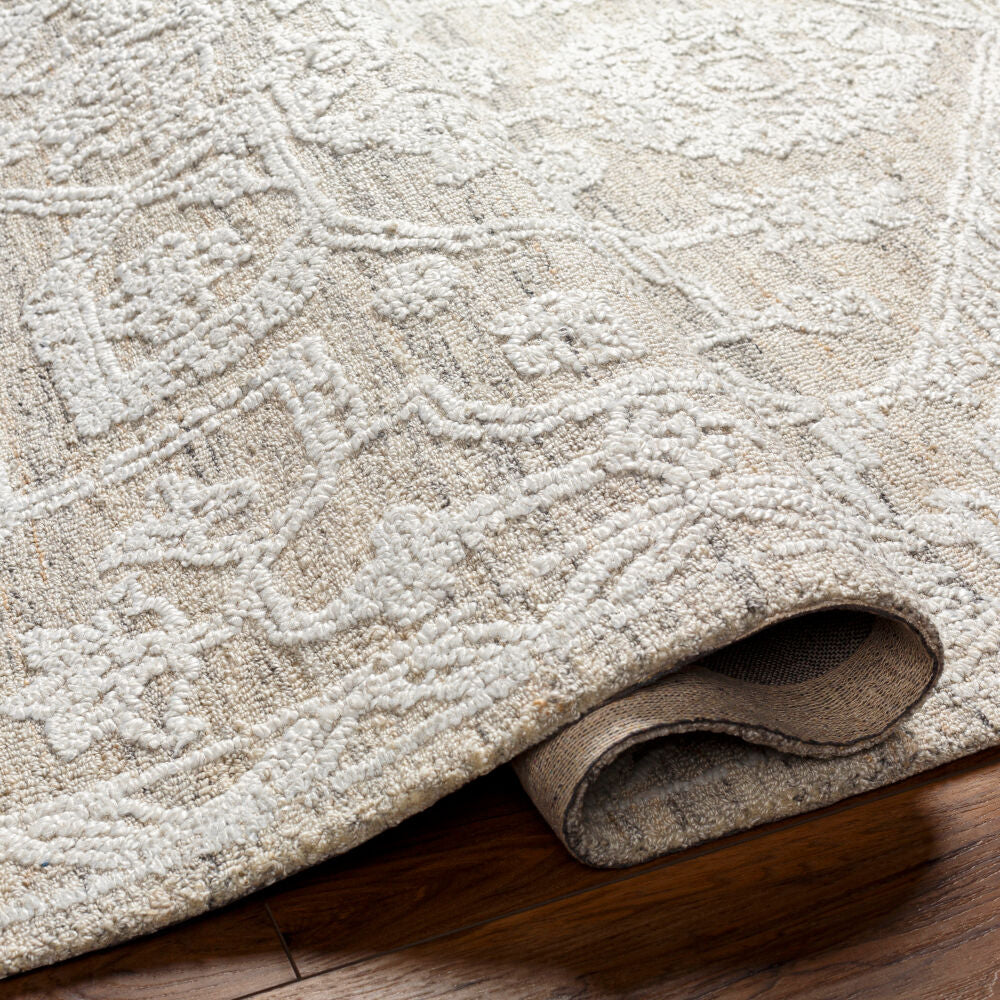 Piazza Beige/White Handmade Rug - fold
