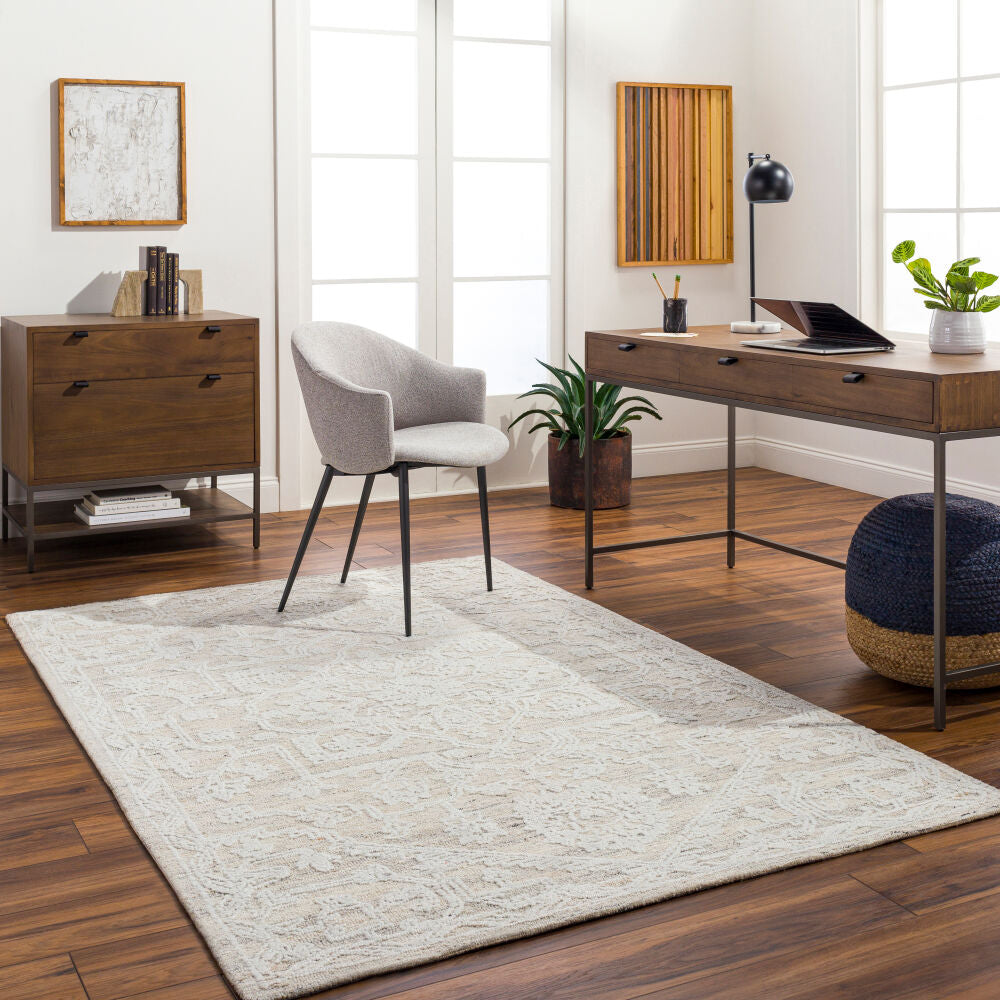 Piazza Beige/White Handmade Rug - roomscene