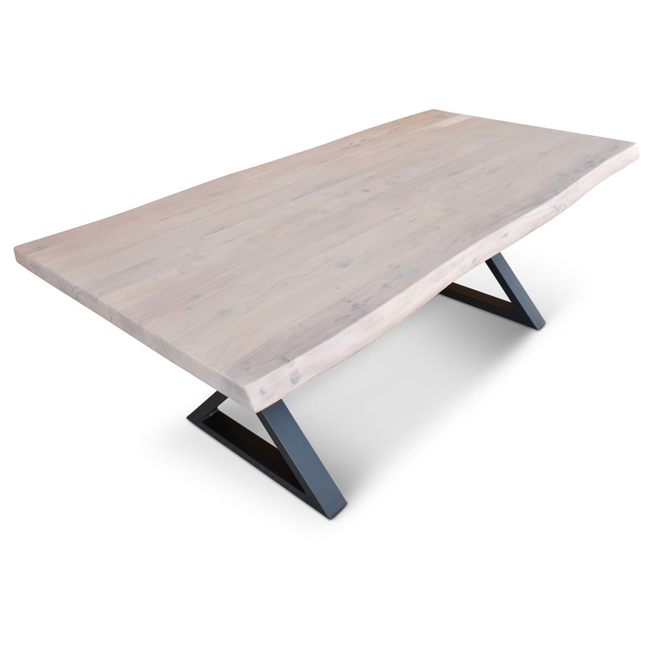 Brooks - Dining Table - X Base - 40" x 92" - White Wash Top - Black Base