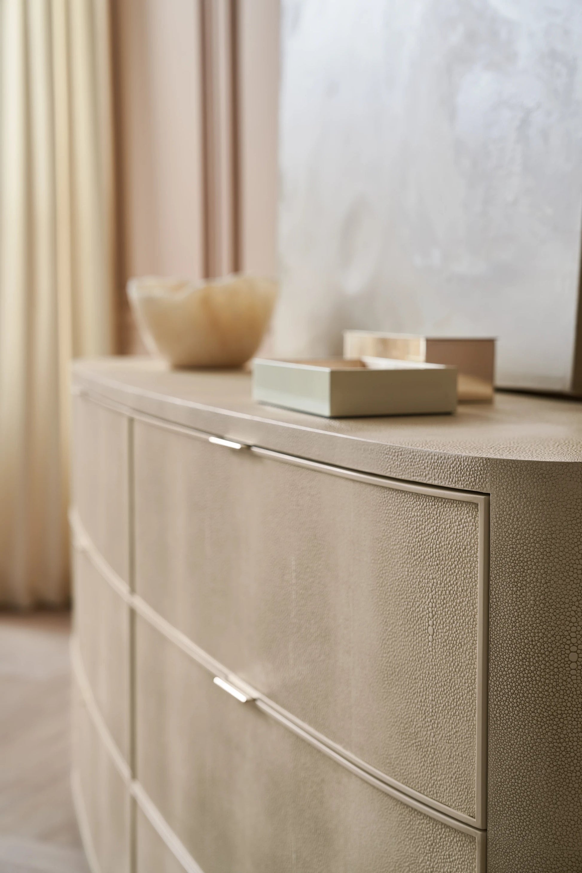 Simply Perfect Dresser Ivory Painted Faux Shagreen 68" by Caracole - view 3