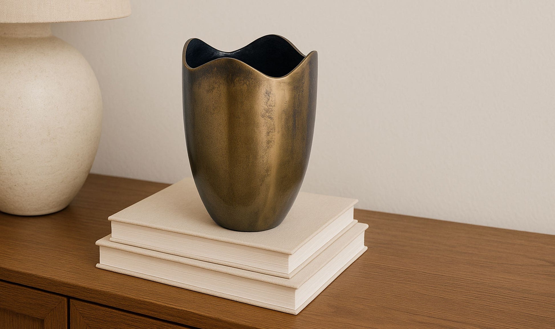 Athena Cast Aluminum Vase Antique Brass by Moe's Home Collection - view 5