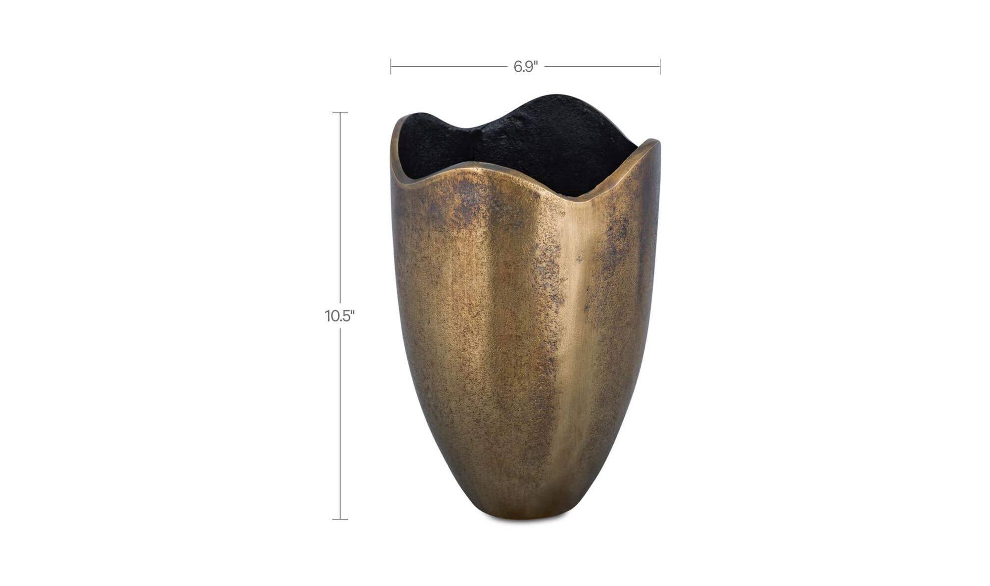 Athena Cast Aluminum Vase Antique Brass by Moe's Home Collection - view 7
