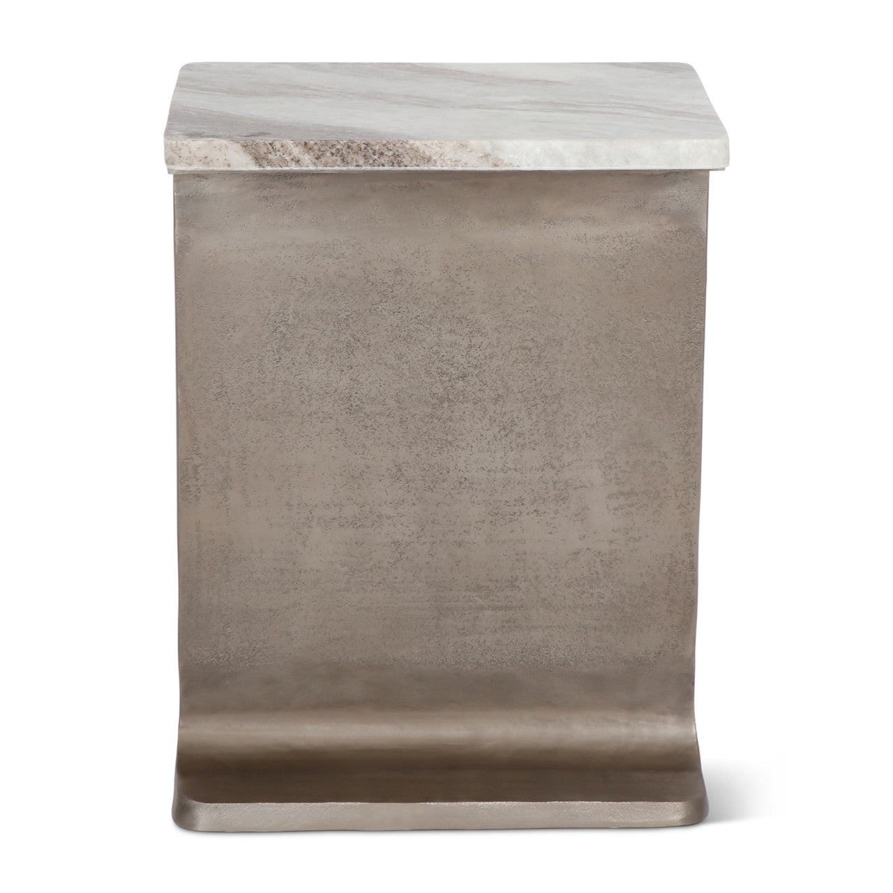 Marbelle - I-Beam Marble Side Table - Toronto Sand/Antique Nickel Finish