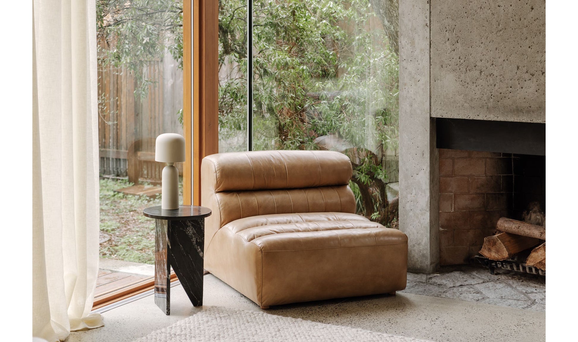 Ramsay Leather Slipper Chair Tan by Moe's Home Collection - view 12