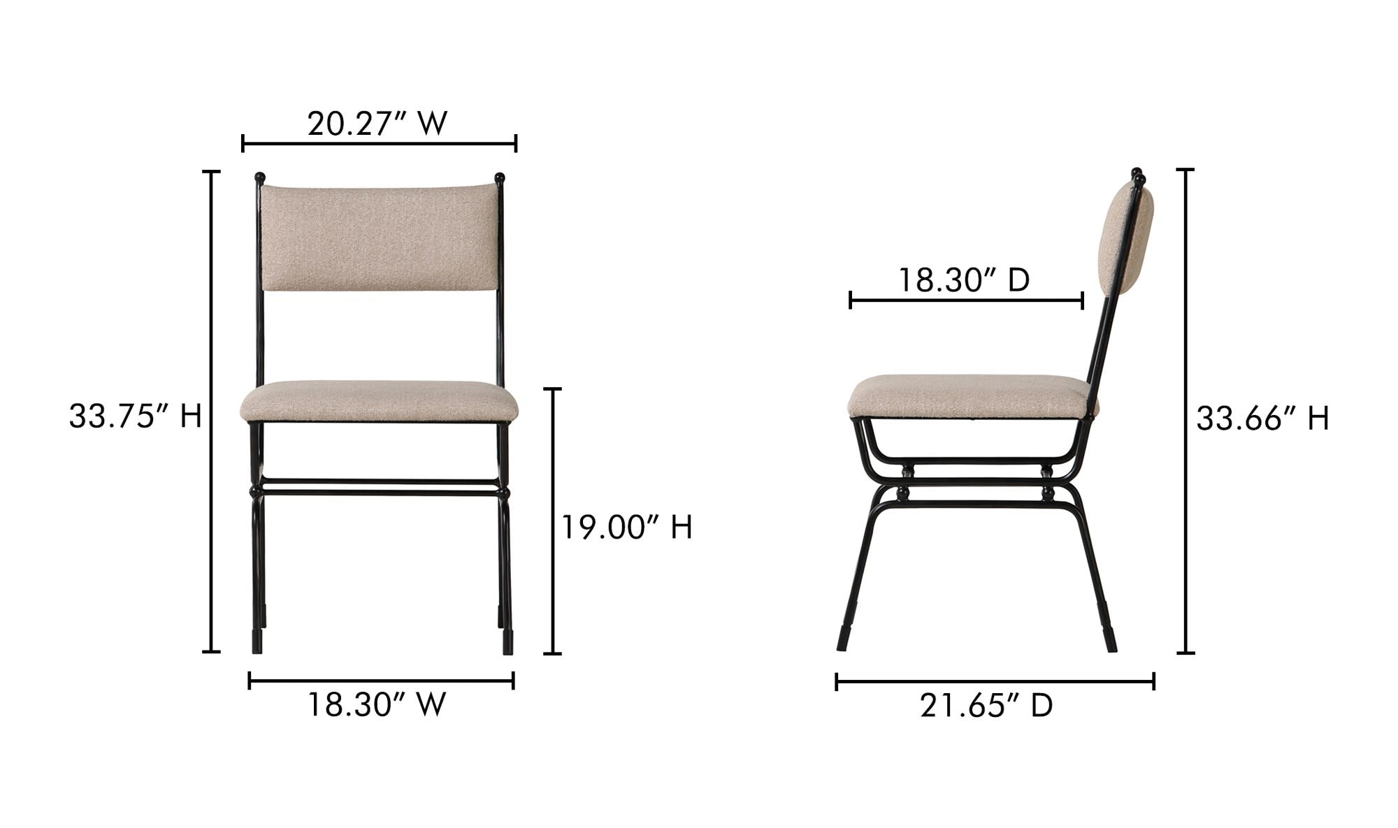 Posta Dining Chair Beige by Moe's Home Collection - view 14