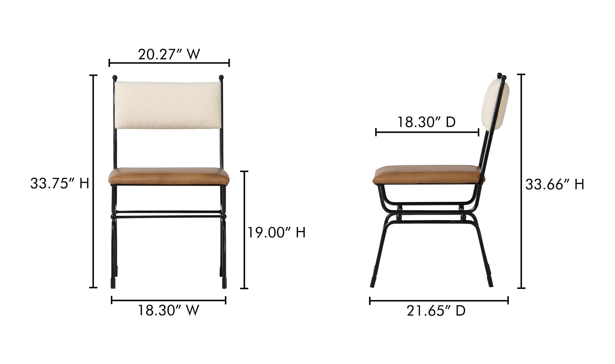 Posta Dining Chair Brown Leather by Moe's Home Collection - view 14