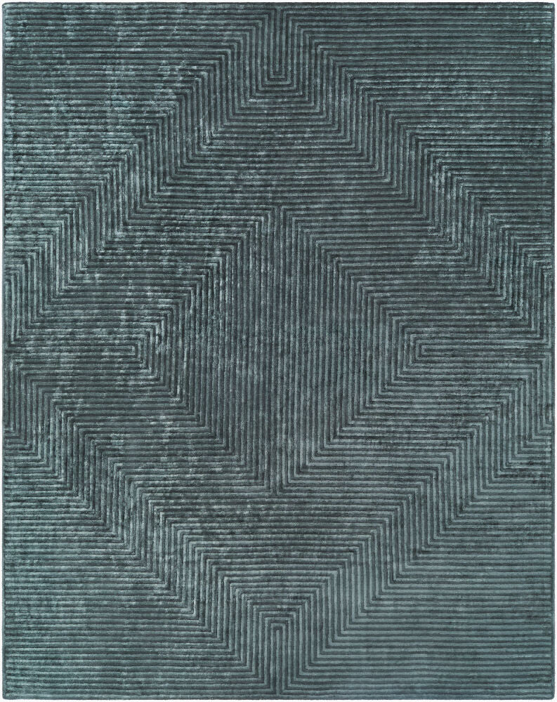 Quartz Charcoal/Pale Blue Handmade Rug - 2'6" x 10'