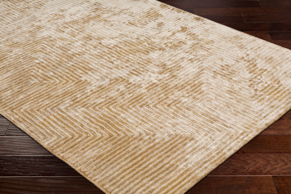 Quartz Light Beige/Mustard Handmade Rug - corner