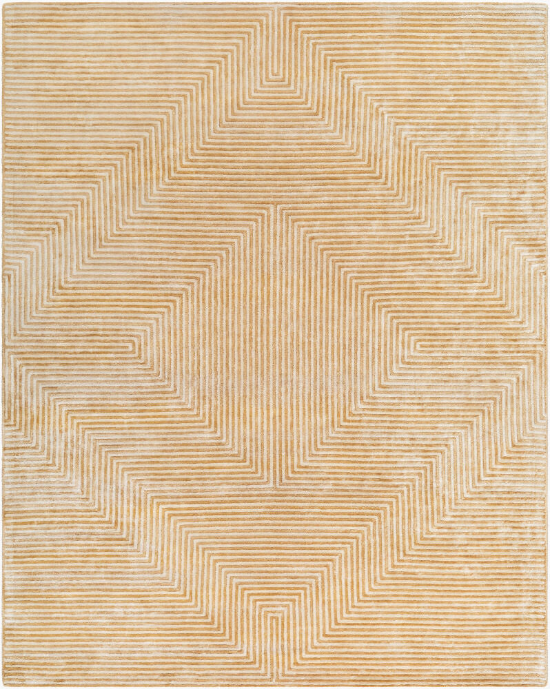 Quartz Light Beige/Mustard Handmade Rug - 2'6" x 10'