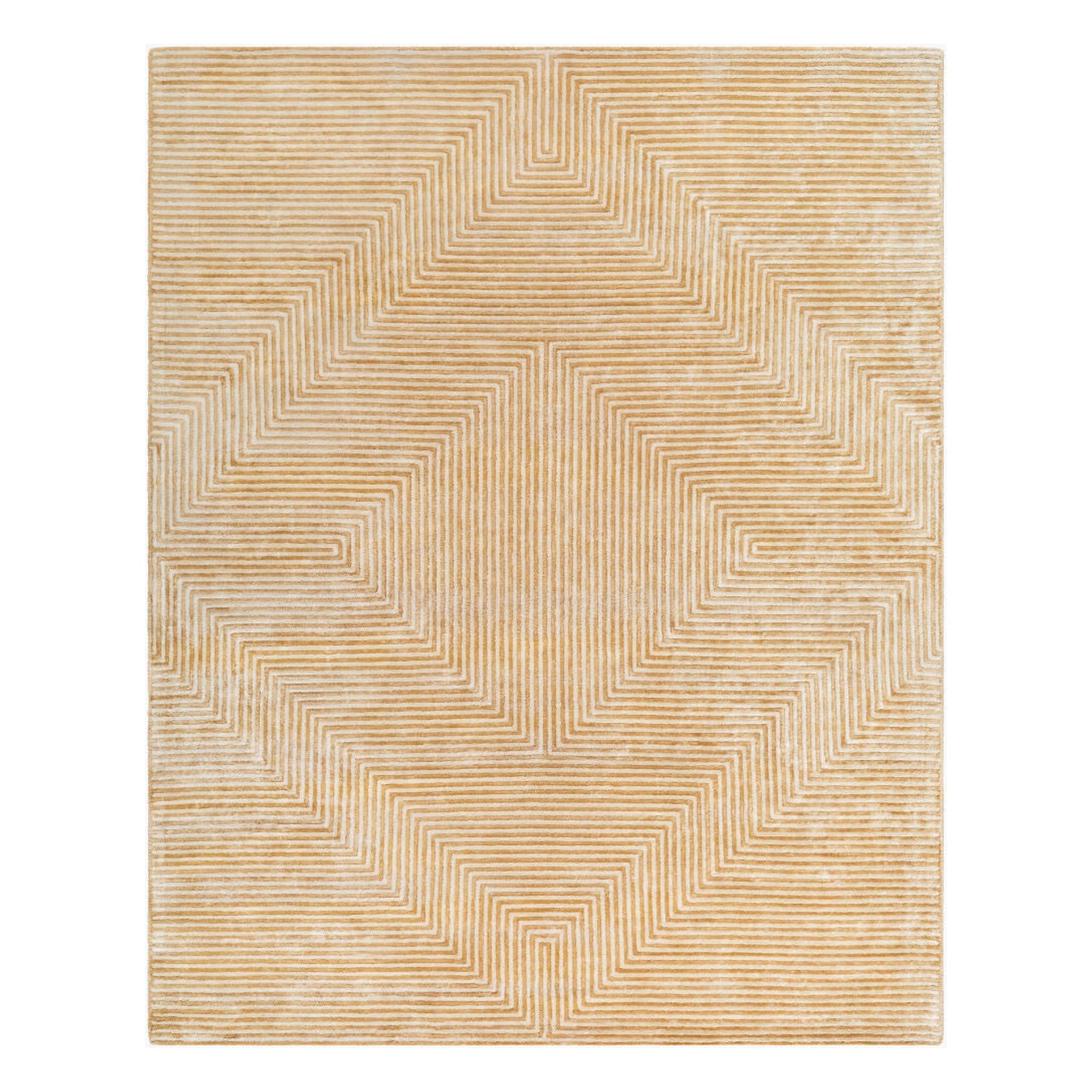 Quartz Light Beige/Mustard Handmade Rug - 2'6" x 10'