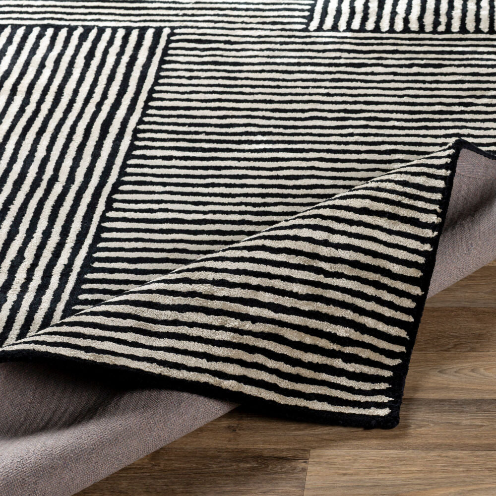 Quartz Black/Oatmeal Handmade Rug - fold