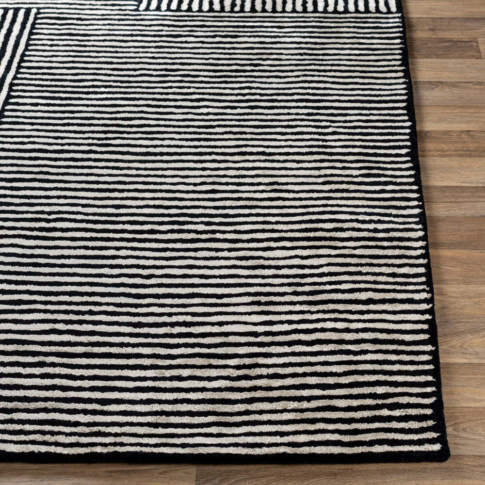 Quartz Black/Oatmeal Handmade Rug - front