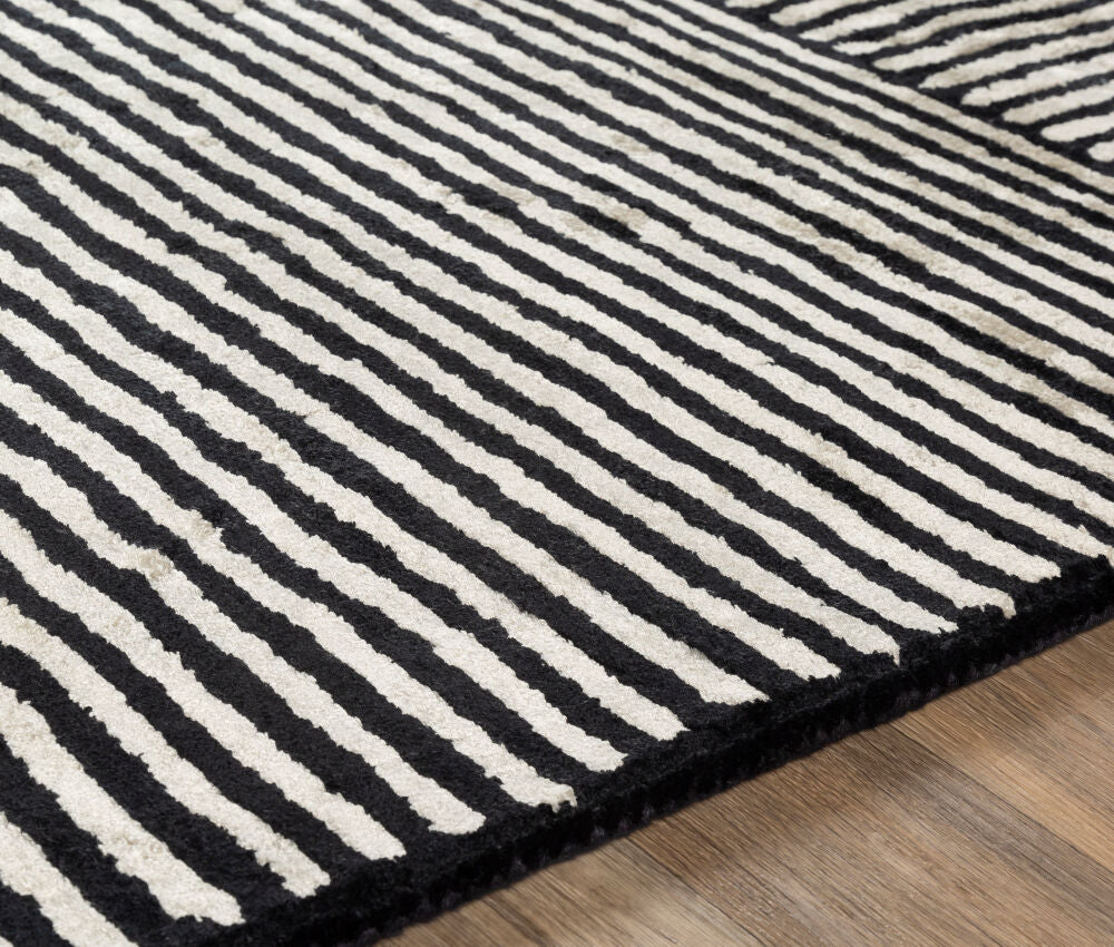 Quartz Black/Oatmeal Handmade Rug - texture
