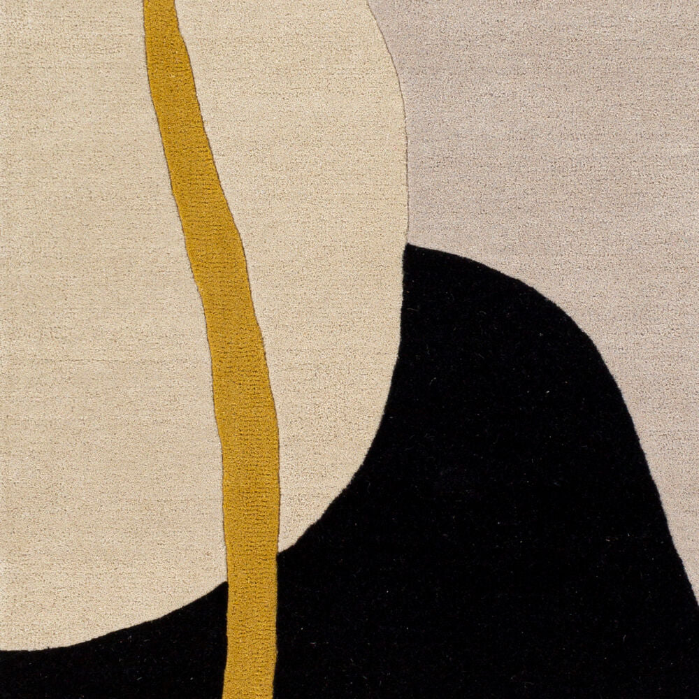 Queens Charcoal/Mustard Handmade Rug - swatch