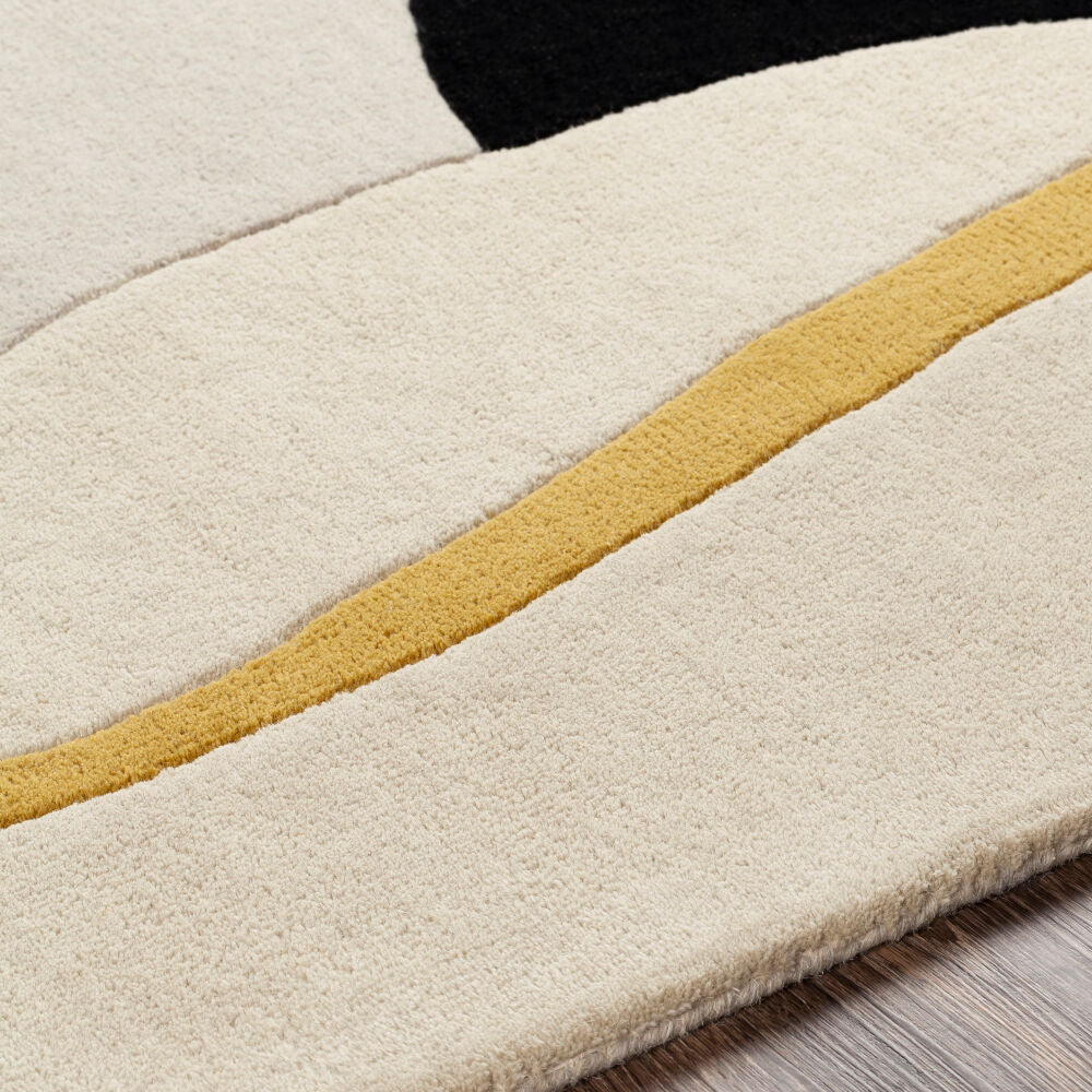Queens Charcoal/Mustard Handmade Rug - texture