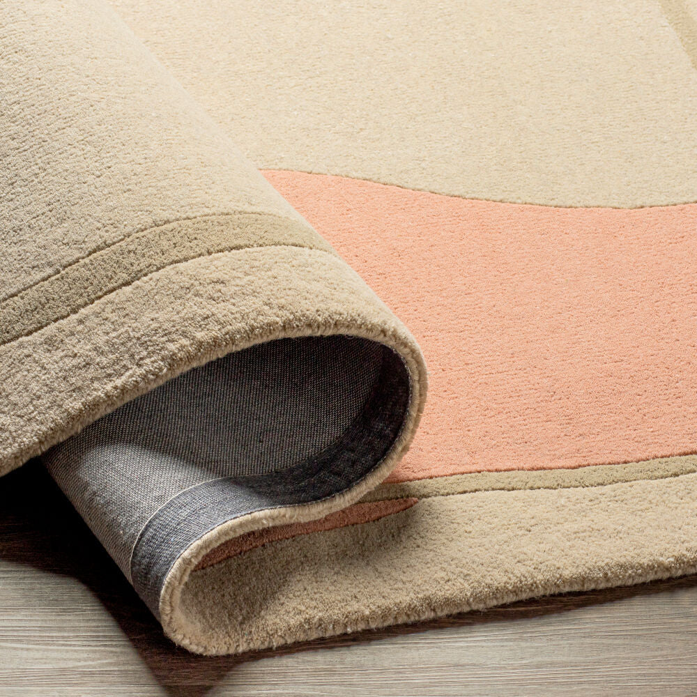 Queens Dusty Pink/Taupe Handmade Rug - fold