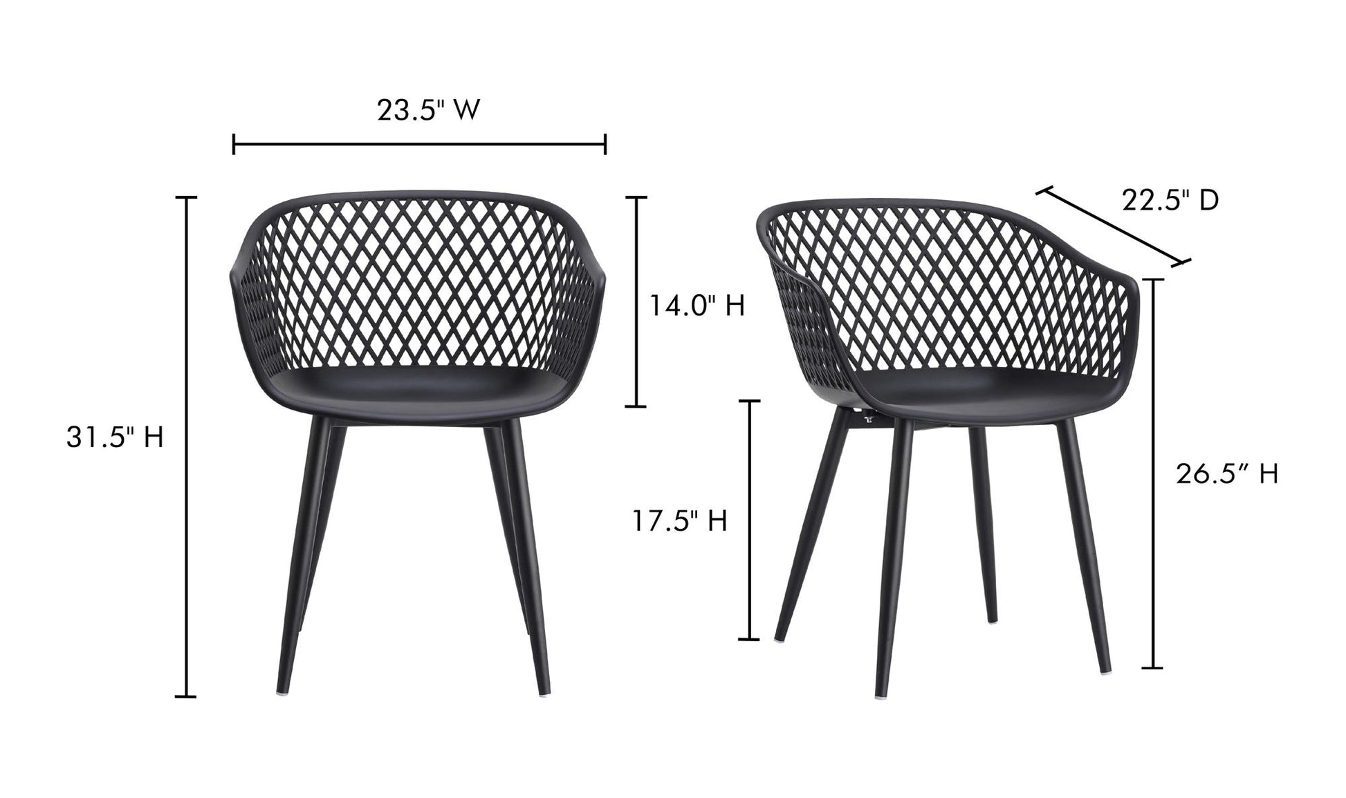 Piazza Outdoor Chair Black - Set Of Two by Moe's Home Collection - view 18