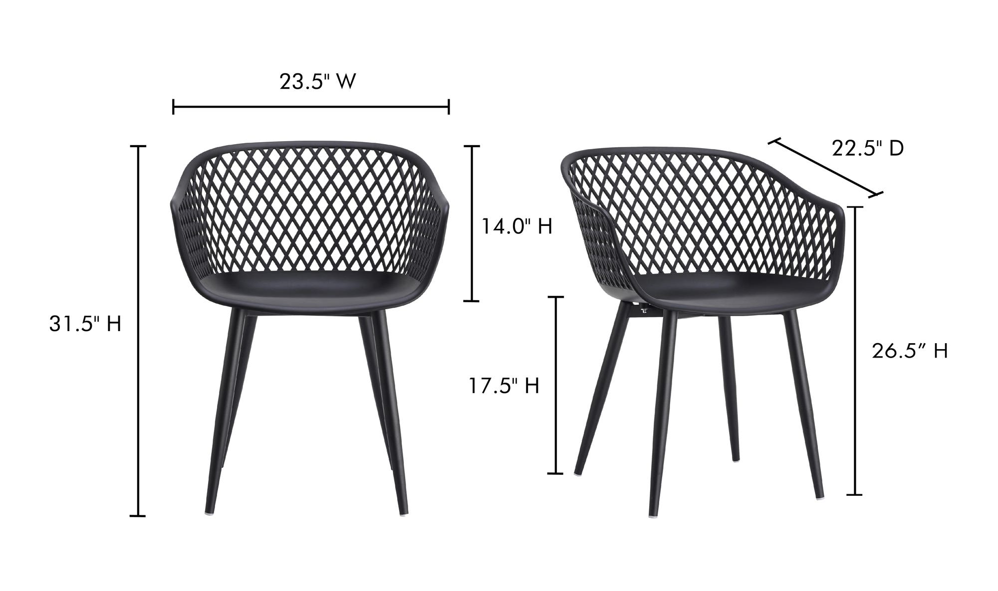 Piazza Outdoor Chair Black - Set Of Two by Moe's Home Collection - view 18