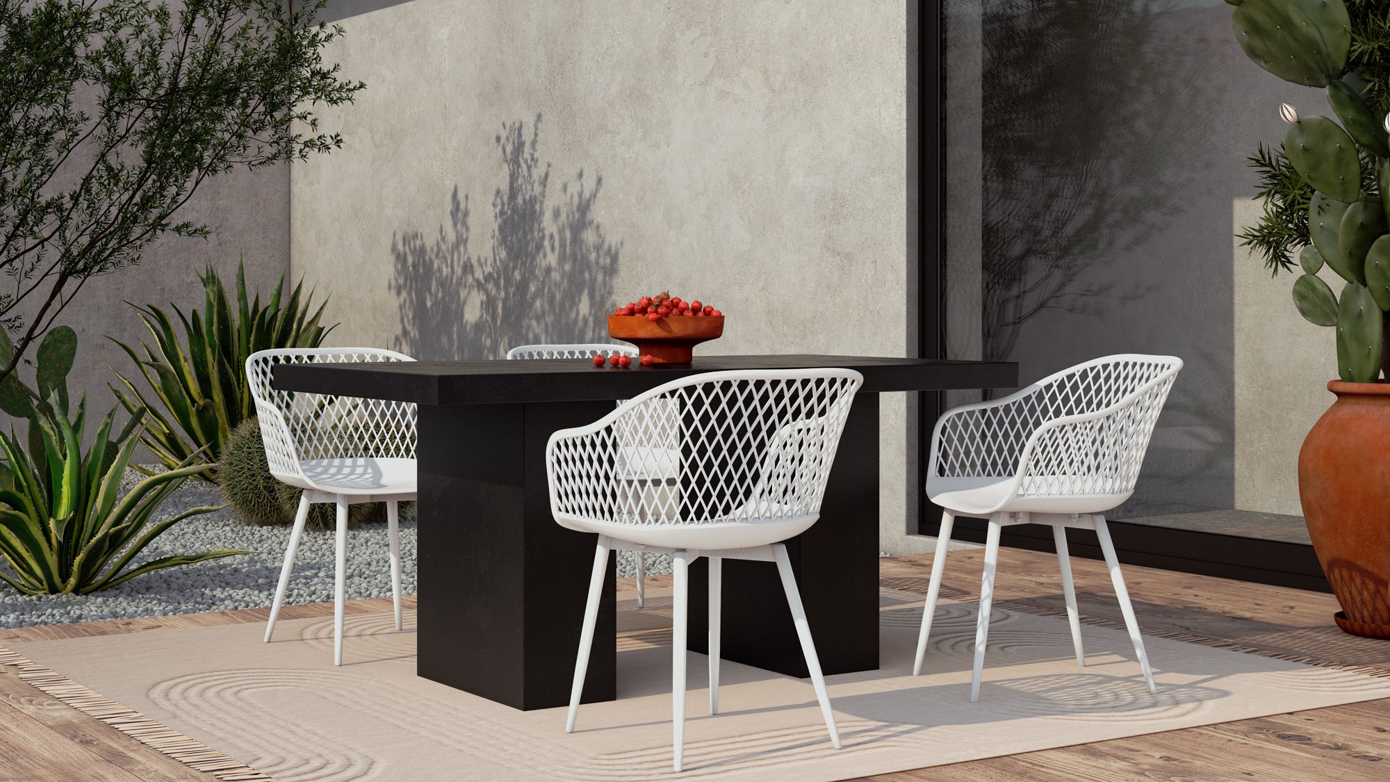 Piazza Outdoor Chair White - Set Of Two by Moe's Home Collection - view 6