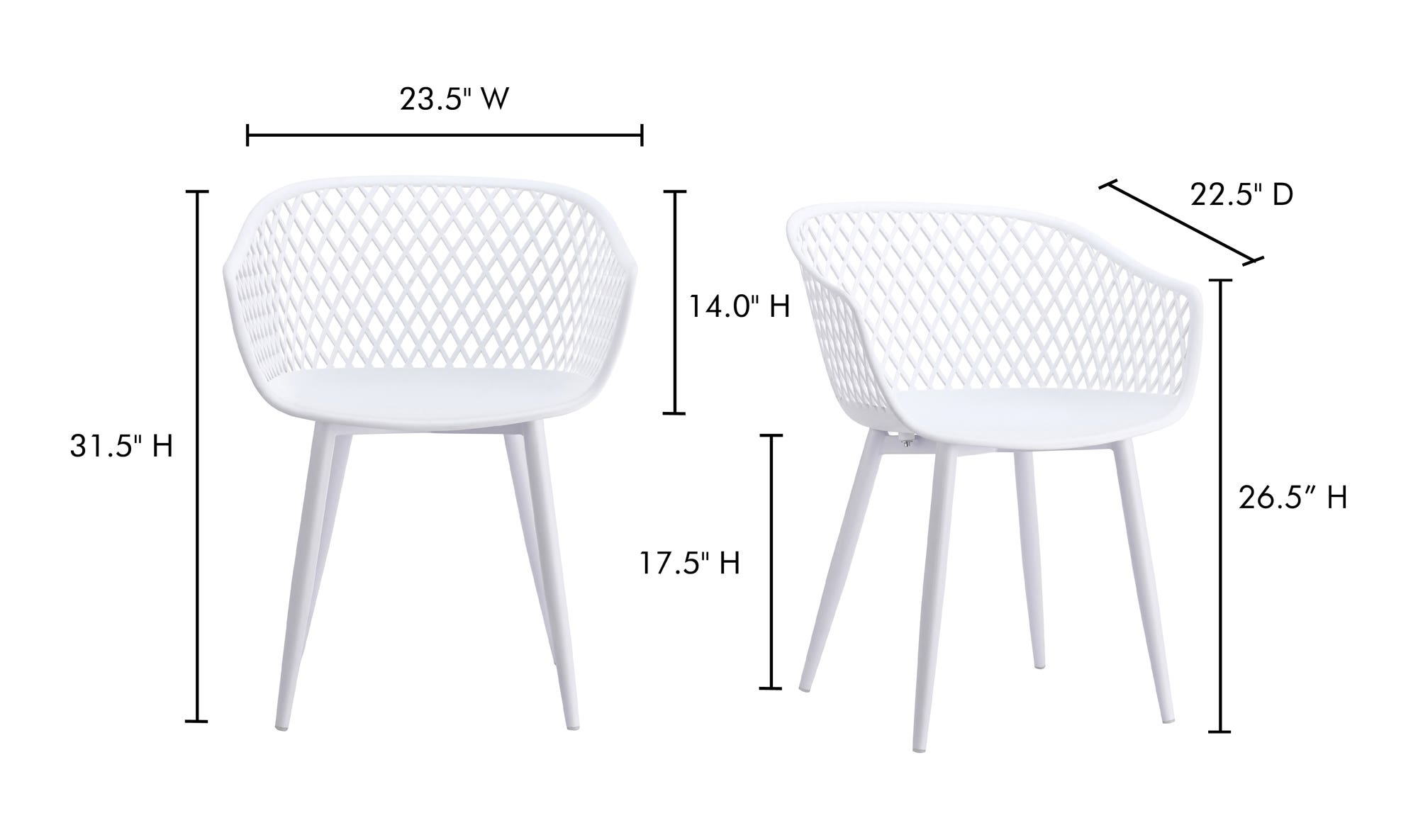 Piazza Outdoor Chair White - Set Of Two by Moe's Home Collection - view 9