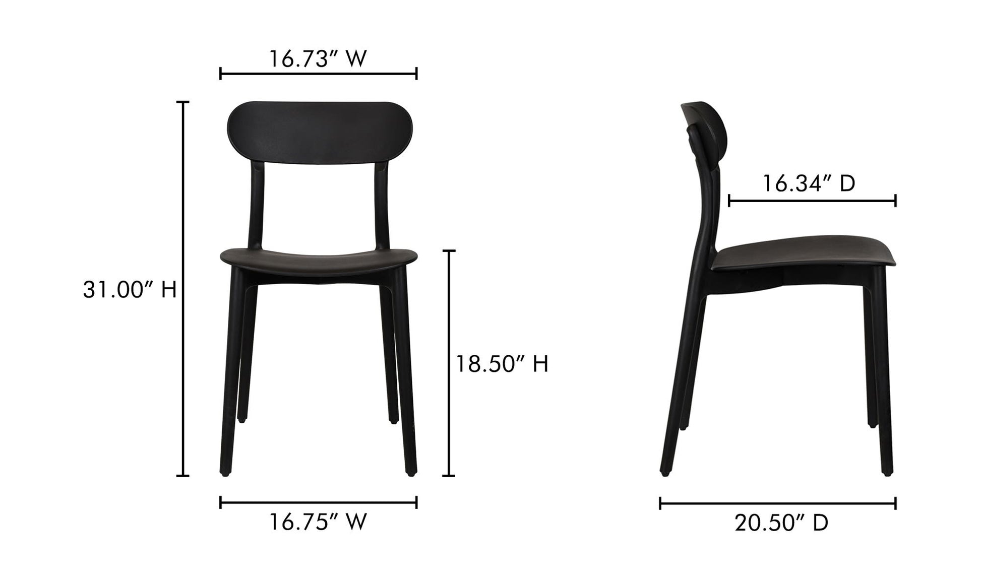 Kent Outdoor Dining Chair Black - Set Of Two by Moe's Home Collection - view 13