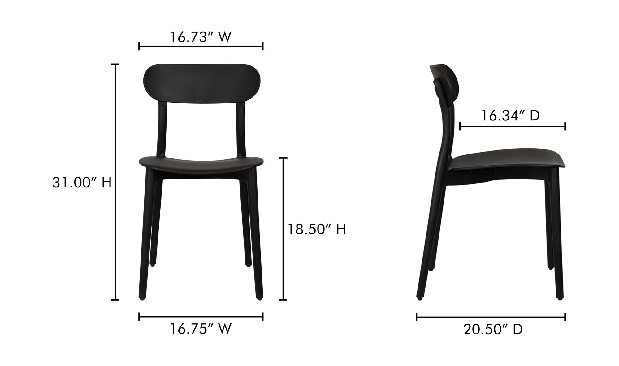 Kent Outdoor Dining Chair Black - Set Of Two by Moe's Home Collection - view 13