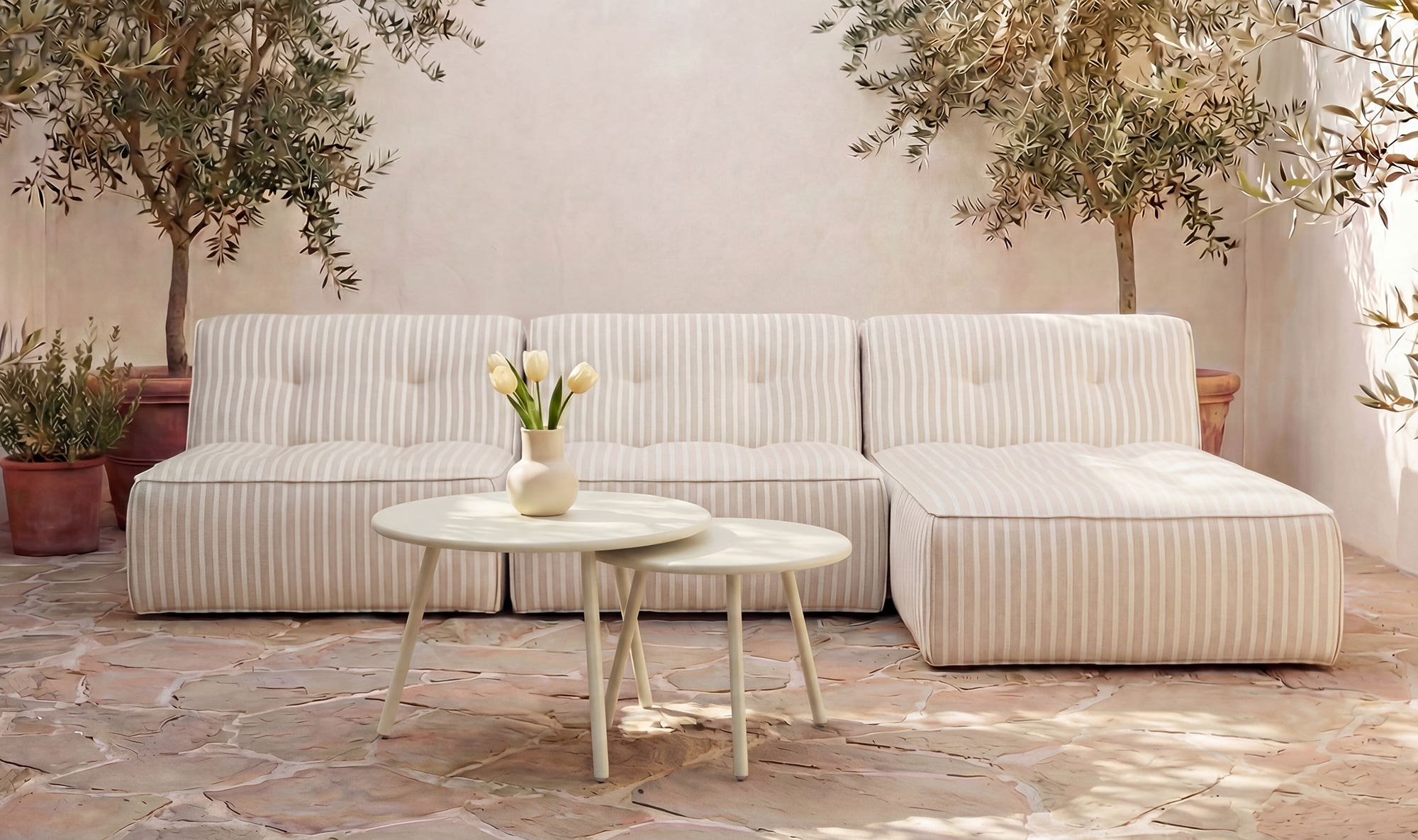 Kari Outdoor Nesting Coffee Table Cream by Moe's Home Collection - view 5